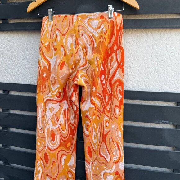 Zara Jacquard Retro Print Knit Flare Pants in Orange Swirl | Small - Picture 5 of 9